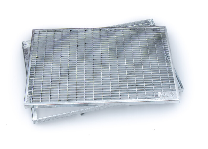 Eingangsrost inklusive Rahmen | 1010x1010 mm | 30x2 mm | 30x10 mm | Stahl feuerverzinkt