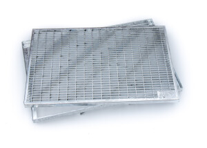 Eingangsrost inklusive Rahmen | 1010x1010 mm | 30x2 mm | 30x10 mm | Stahl feuerverzinkt