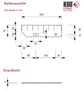 K60-Riffelblechstufe, 800 x 240 mm, verz.