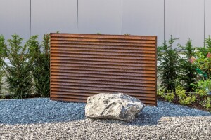 Cortenstahl Sichtschutz Zaun Solid | Zaunelement blickdicht & modern |  967x2000 mm | Gartenzaun mit Pfosten zum Aufdübeln