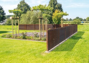 Cortenstahl Sichtschutz Zaun Solid | Zaunelement blickdicht & modern |  967x2000 mm | Gartenzaun mit Pfosten zum Aufdübeln