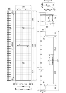 Outlet- P- Rost / 227 x 1000 mm / TS 40 x 2 mm / MW 33 x 11 mm / verzinkt