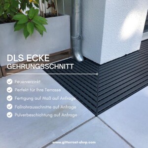 K60-Barfußrost | 288x1000 mm | 30x2 mm | Ecke links | Stahl feuerverzinkt