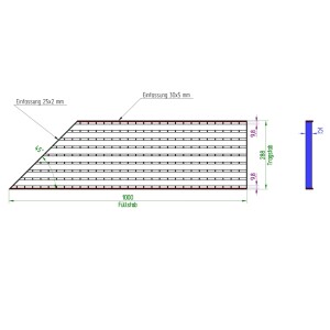 K60-Barfußrost | 288x1000 mm | 30x2 mm | Ecke links | Stahl feuerverzinkt