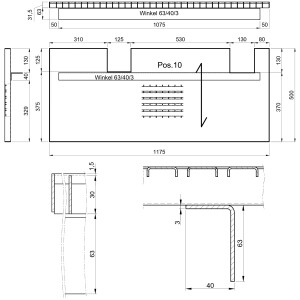 Outlet Barfussrost / 500 x 1175 mm / 30 x 2 mm / verzinkt