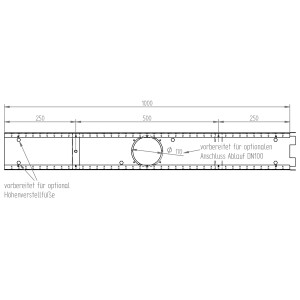 Fassadenrinne zur Entwässerung | 1000x200 mm | 50-70 mm | Längsstabrost | Stahl feuerverzinkt