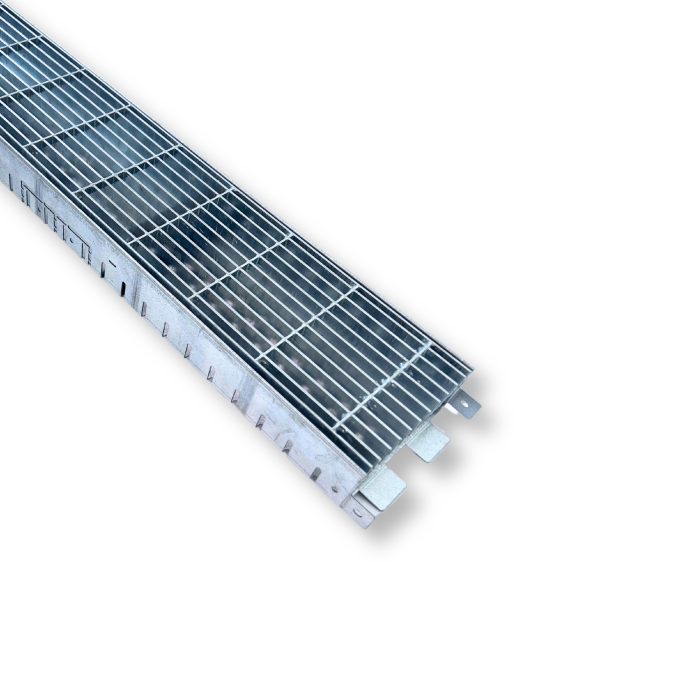 Fassadenrinne zur Entwässerung | Länge 1000mm, Breite 200mm, Höhe 70mm Längsstabrost verzinkt
