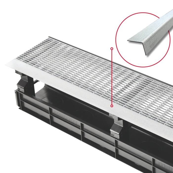 Türprofil für Entwässerungsrinne CANYON 3.0 Türschwelle aus verzinktem Aluminium 1000x90 mm