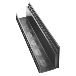 Entwässerungsrinne CANYON 3.0  aus recyceltem Kunststoff, Komplettset Rost + 3x Konsolen | Länge 1000 mm, Breite 207 mm, Höhe 250 mm Barfußrost