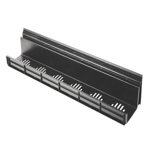 Entwässerungsrinne CANYON 3.0 perforiert aus recyceltem Kunststoff, Komplettset Rost + 3x Konsolen | Länge 1000 mm, Breite 207 mm, Höhe 250 mm Barfußrost