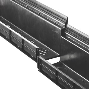 Entwässerungsrinne CANYON 3.0 perforiert aus recyceltem Kunststoff, Komplettset Rost + 3x Konsolen | Länge 1000 mm, Breite 207 mm, Höhe 250 mm Barfußrost