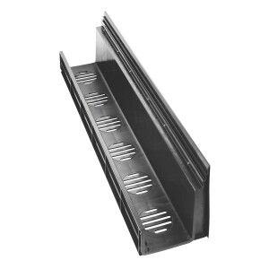 Entwässerungsrinne CANYON 3.0 perforiert aus recyceltem Kunststoff, Komplettset Rost + 3x Konsolen | Länge 1000 mm, Breite 207 mm, Höhe 250 mm Press-Gitterrost Ohne Türprofil