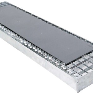 Treppenbausatz Typ1 modular, höhenverstellbar bis 2m Höhe, Stahltreppe mit einseitigem Geländer 1200x270 mm 30x30 mm Glatt + Auflage