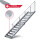 Treppenbausatz Typ2 modular, höhenverstellbar bis 3,50m Höhe, Stahltreppe mit einseitigem Geländer  1000x270 mm 30x10 mm Genoppt - rutschhemmend + Auflage