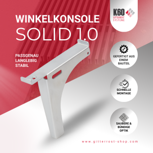 K60 Winkelkonsole Solid 1.0 | Stahl verzinkt |  für Rostbreite 190, 288, 300 mm | passend für Fassadenhinterlüftung Fertighaus/Holzständerbauweise