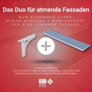 K60 Winkelkonsole Solid 1.0 | Stahl verzinkt |  für Rostbreite 190, 288, 300 mm | passend für Fassadenhinterlüftung Fertighaus/Holzständerbauweise
