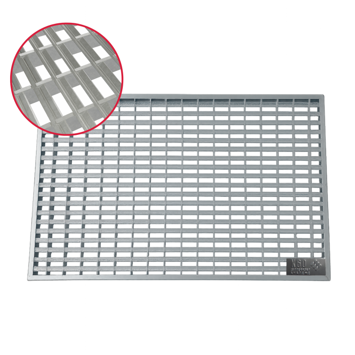 K60-V-Line | Eingangsrost | 490x990 mm | 33x18 mm | 20x2 mm | Stahl feuerverzinkt
