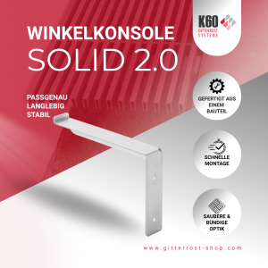 K60 Winkelkonsole Solid 2.0 | Stahl verzinkt | für Rostbreite 288, 300 mm | passend für Fassadenhinterlüftung Fertighaus/Holzständerbauweise
