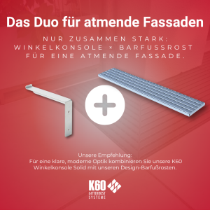 K60 Winkelkonsole Solid 2.0 | Stahl verzinkt | für Rostbreite 288, 300 mm | passend für Fassadenhinterlüftung Fertighaus/Holzständerbauweise