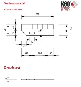 P-Stufe / 600x200 / 25x2 / 30x30