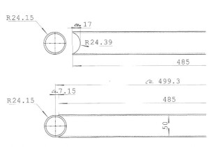 Leitersprosse, 485 mm, 2- reihig, V4A (roh)