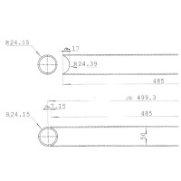 Leitersprosse, 485 mm, 2- reihig, Stahl (roh)